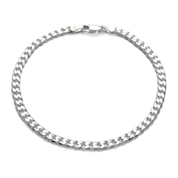 CHARMING STERLING SILVER CUBAN LINK CHAIN BRACELET - 8 INCH - Picture 2 of 16